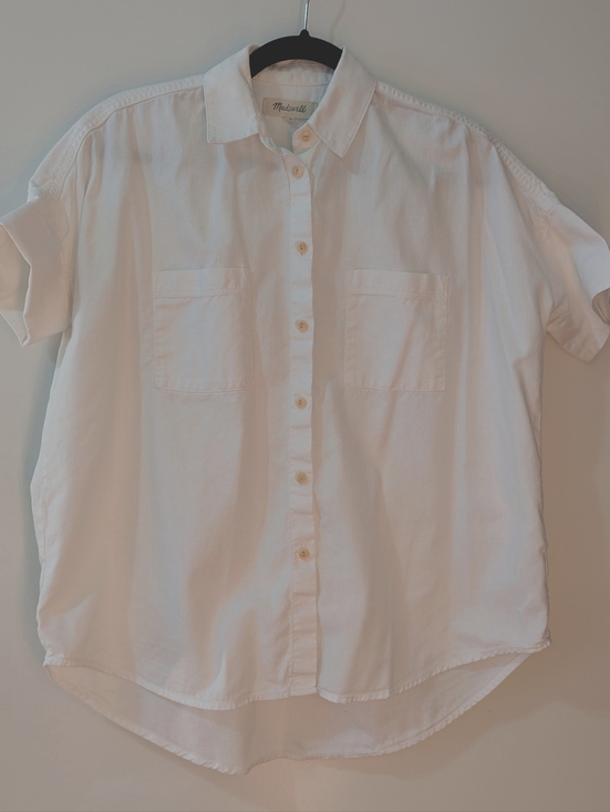 Madewell Tops - Madewell White Cotton Courier Short Sleeve Shirt